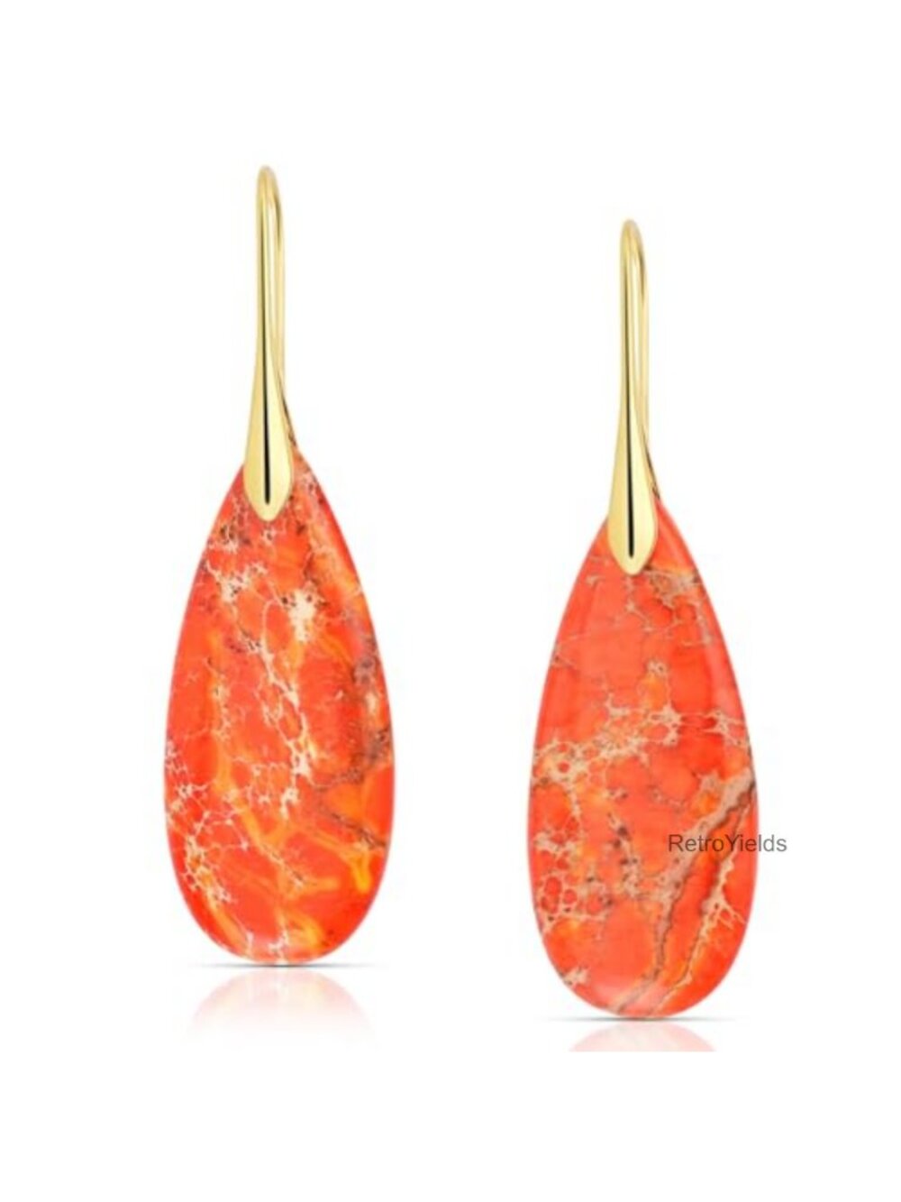 Natural Stone Dangle Earrings Handmade Gemstone Gold Plated Drop